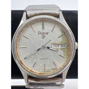 Vintage Pulsar Stainless Steel Quartz Watch With Day-Date Feature Japan Movement